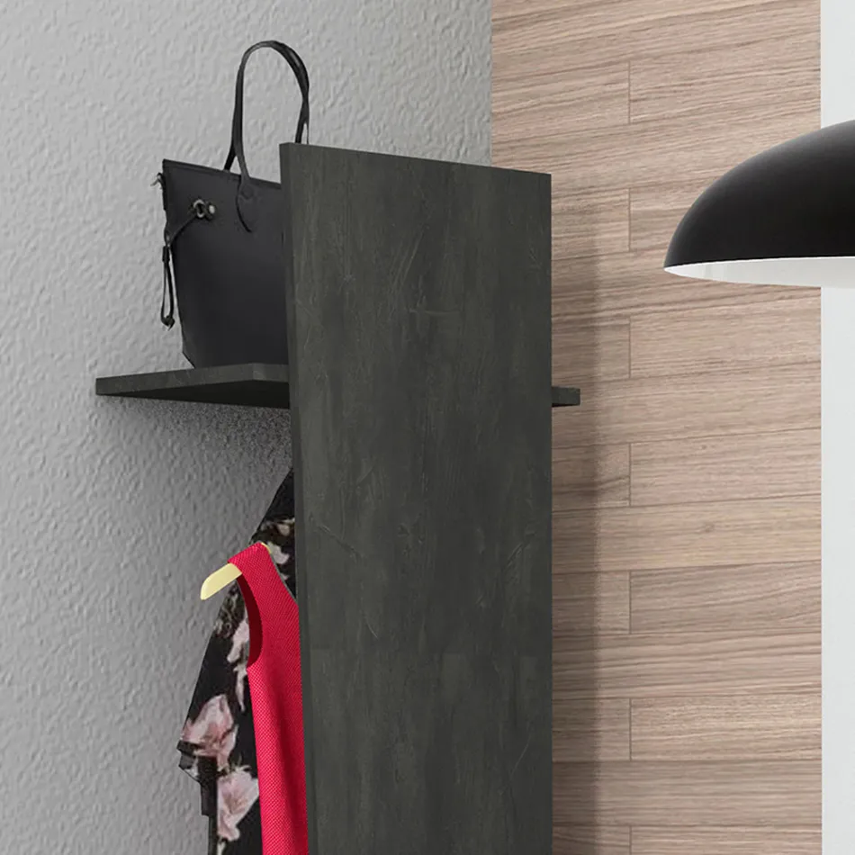 Perchero de entrada de diseño en madera blanca, pizarra u hormigón - Fjona viadurini