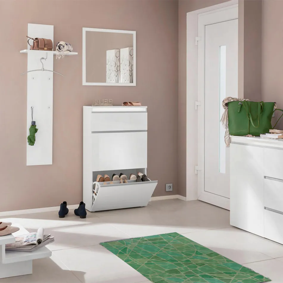 Perchero de entrada en madera brillante blanca o antracita - Emanuelito viadurini