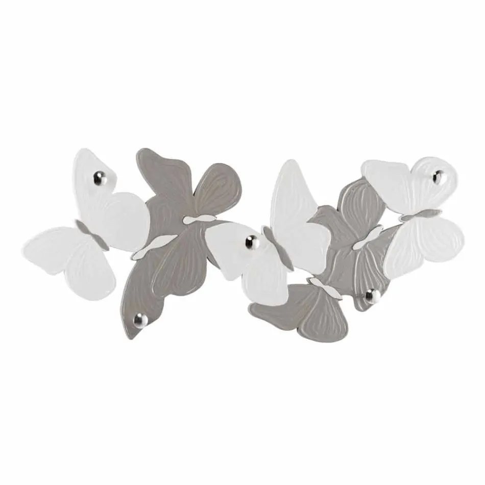 Percha de pared con diseño de mariposas 5pomelli made in Italy Brice viadurini