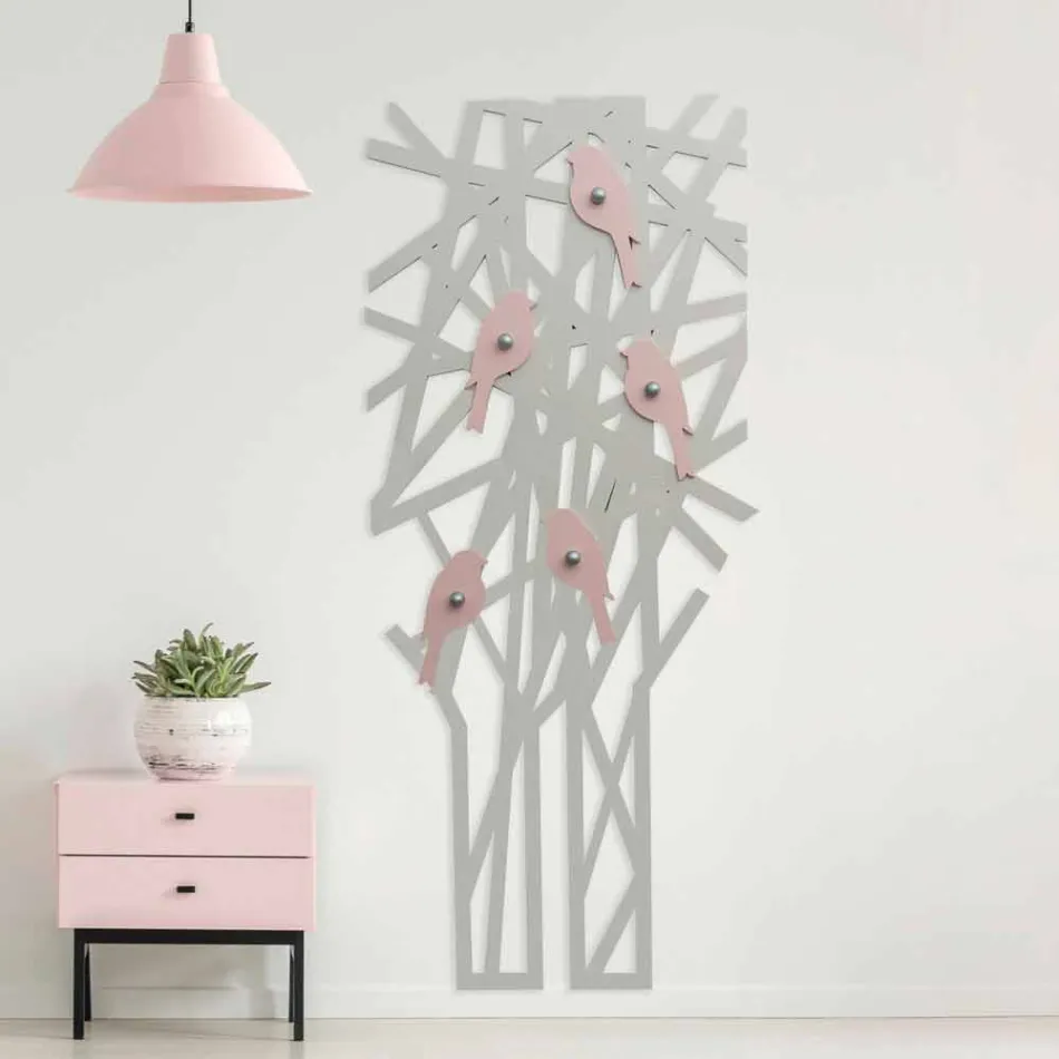 Perchero de pared en madera coloreada con un diseño moderno - Alberuccell viadurini