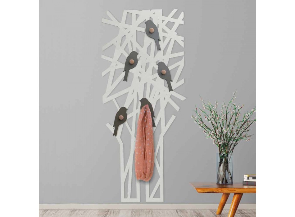 Perchero de pared en madera coloreada con un diseño moderno - Alberuccell viadurini