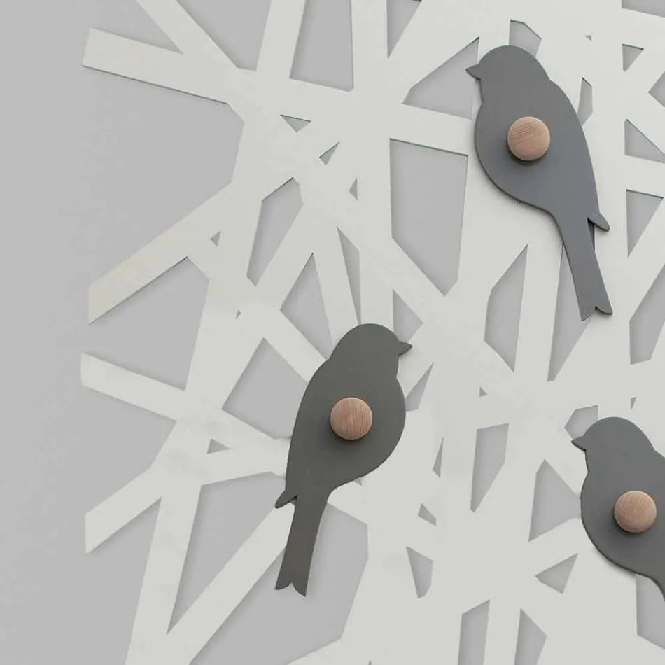 Perchero de pared en madera coloreada con un diseño moderno - Alberuccell viadurini