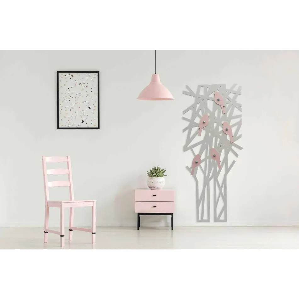 Perchero de pared en madera coloreada con un diseño moderno - Alberuccell viadurini