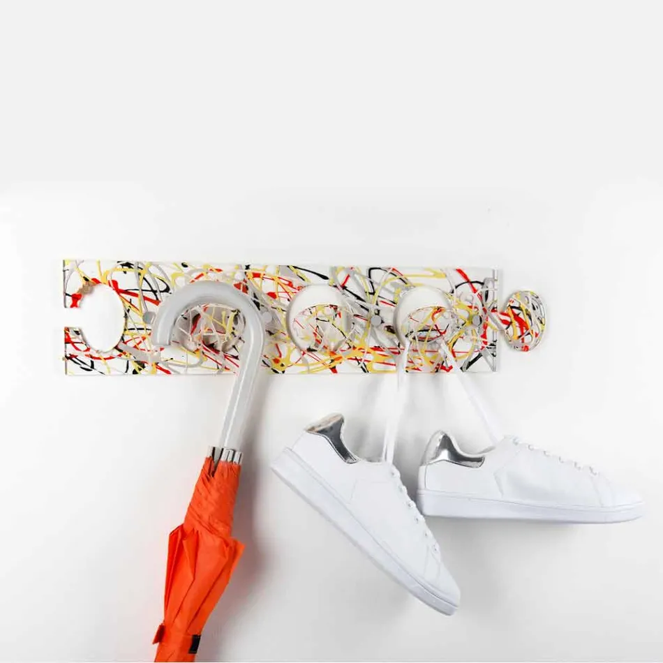 Perchero de pared de diseño en plexiglás de tres colores 2 piezas - Fratack viadurini