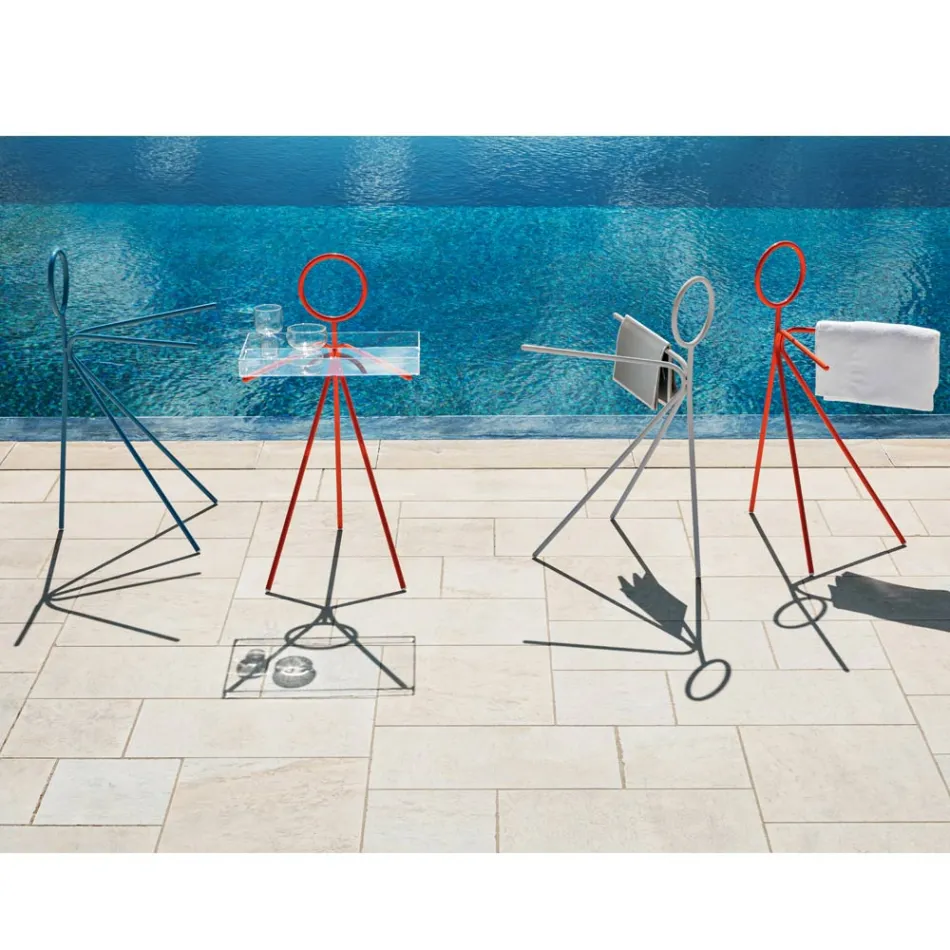 Perchero de pie de acero de 3 piezas Made in Italy - Steward by Myyour viadurini