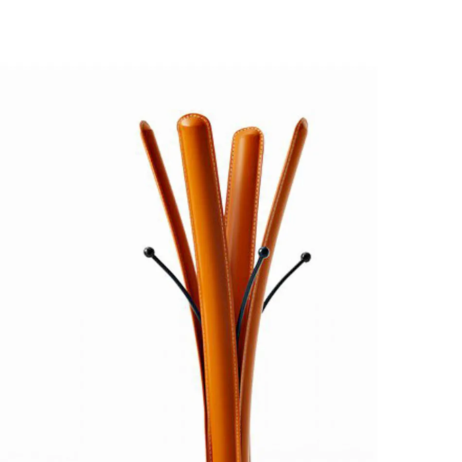 Perchero de acero negro de diseño moderno cubierto de cuero - Naturaleza viadurini