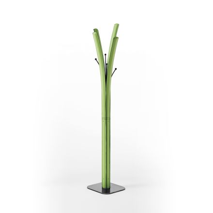 Perchero moderno de acero negro con tapicería de cuero - Modelo Starlight viadurini