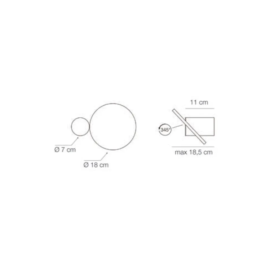 Aplique de pared metálico giratorio de 345° fabricado en Italia - Lumi viadurini