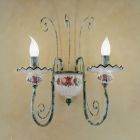 Lámpara de pared 2 luces en cerámica decorada a mano y latón envejecido - Sanremo viadurini