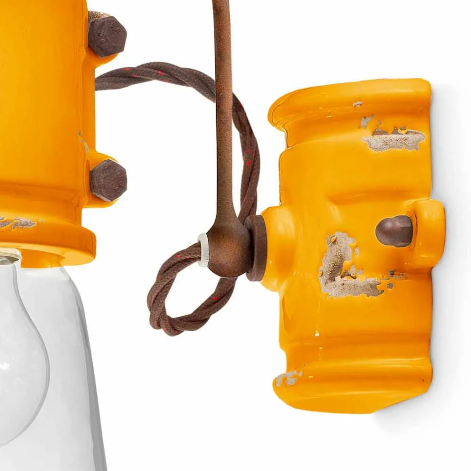 centro de atención Applique hecho a mano de cerámica de estilo urbano Bet Ferroluce viadurini