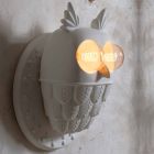Aplique de pared 2 luces en cerámica blanca mate Diseño moderno Búho - Búho viadurini
