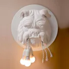 Aplique de pared con 3 luces en cerámica gris o blanca de diseño moderno - Dogbull viadurini