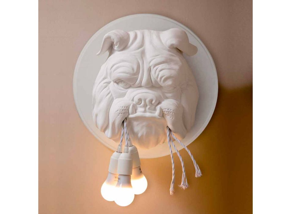 Aplique de pared con 3 luces en cerámica gris o blanca de diseño moderno - Dogbull viadurini