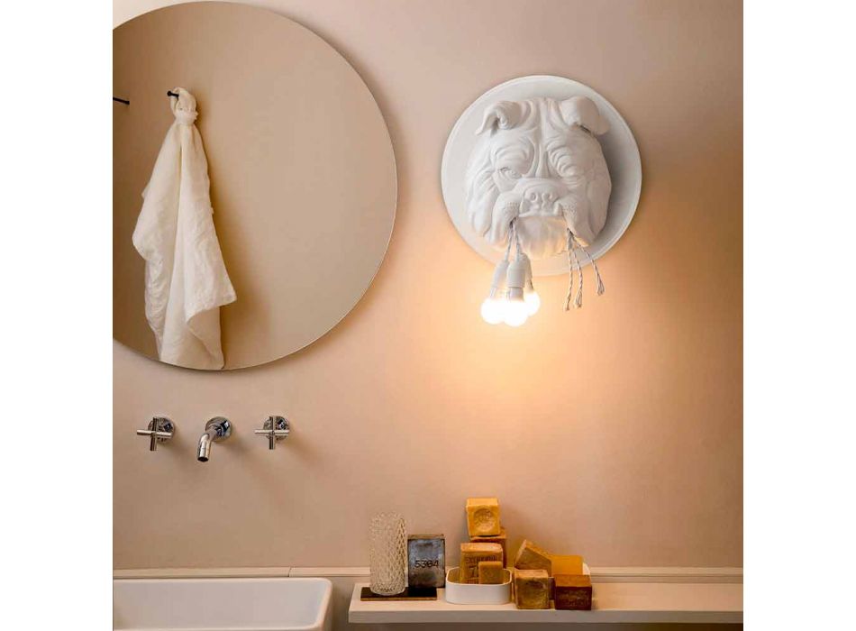 Aplique de pared con 3 luces en cerámica gris o blanca de diseño moderno - Dogbull viadurini