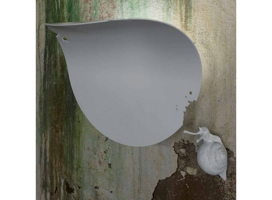 Aplique de pared Design Leaf en Cerámica Blanca y Caracol - Decoración Caracol viadurini
