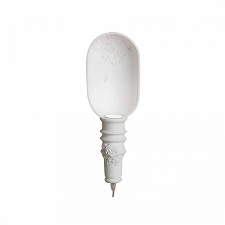 Aplique de pared con diseño de cerámica blanca mate con flores decorativas - Fluxo viadurini