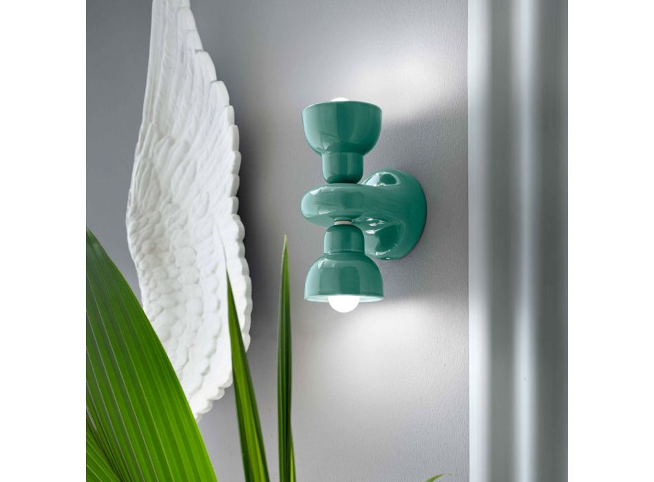 Aplique de pared de cerámica con 2 luces Made in Italy - Berimbau viadurini