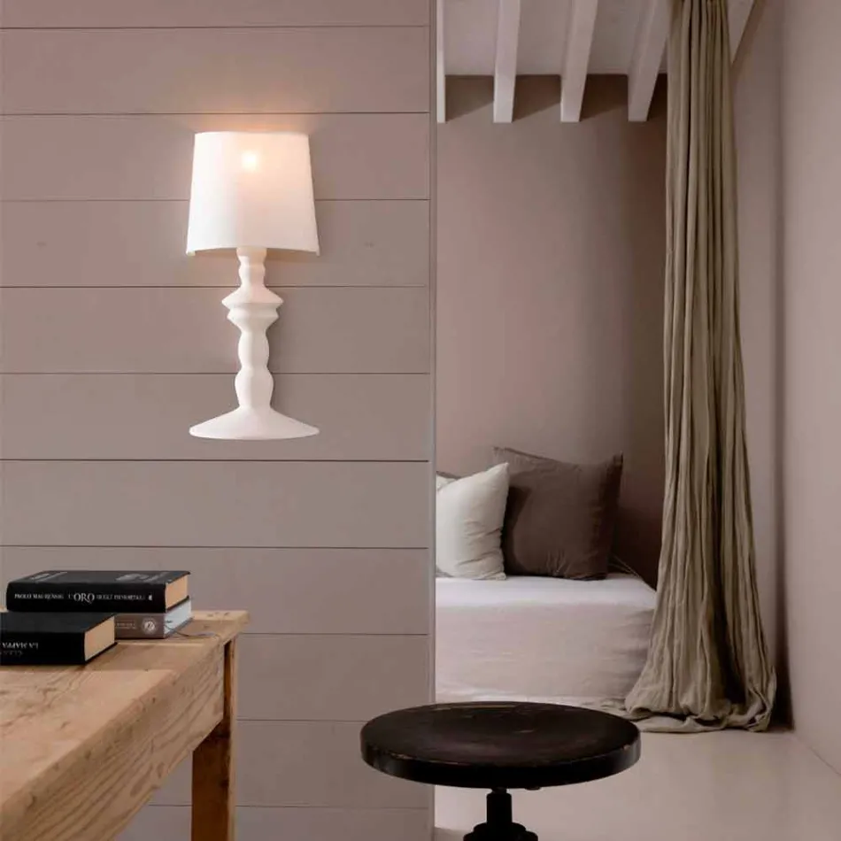 Lámpara de pared de cerámica pintable y pantalla de lino blanco - Cadabra viadurini