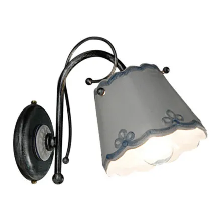 Aplique de Pared en Hierro y Cerámica Pintado a Mano Efecto Bordado - Ravenna viadurini