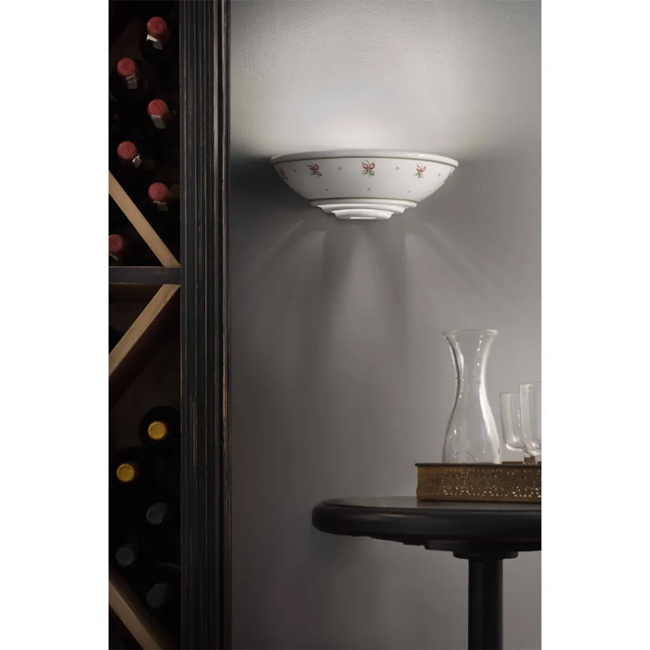 Aplique de Pared Media Luna en Cerámica Pintado a Mano Floral - Trieste viadurini