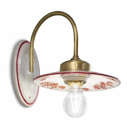 Aplique de diseño vintage en hierro y cerámica pintada a mano - Asti viadurini