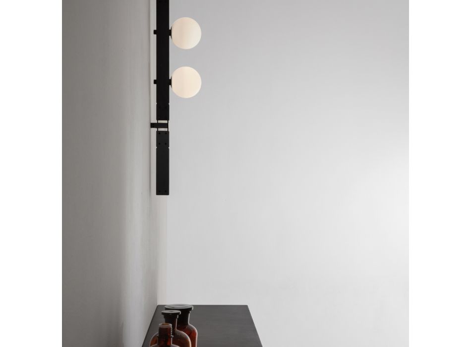 Lámpara de pared de diseño en aluminio negro con esferas y focos - Exodus viadurini