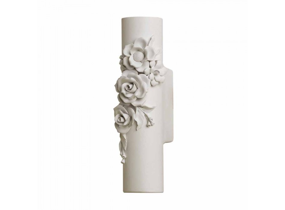 Aplique de pared de cerámica blanca mate con flores decorativas - Revolution