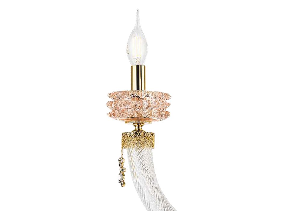 Lámpara de Pared Clásica 2 Luces Artesanal Cristal de Lujo Made in Italy - Saline viadurini