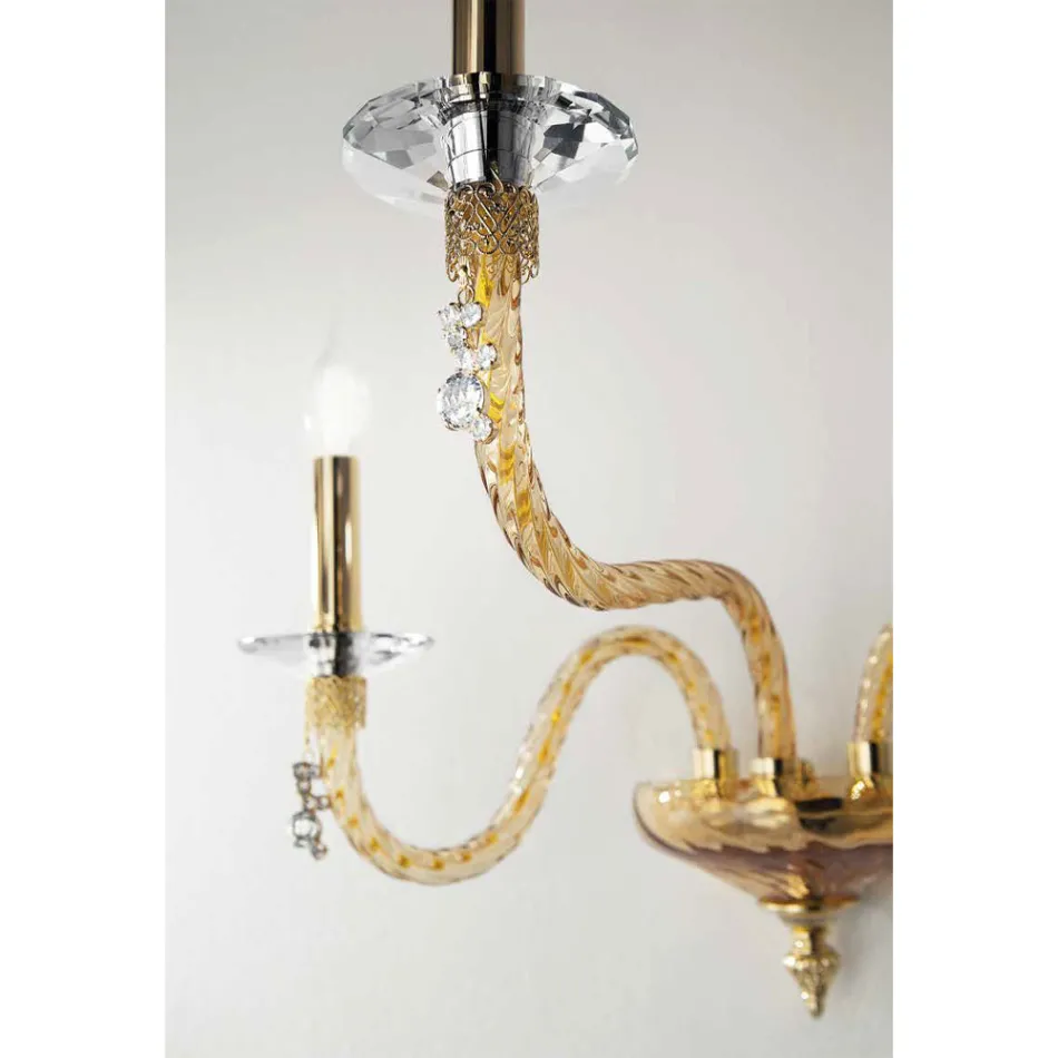 Aplique Clásico 3 Luces en Vidrio Soplado y Detalles Hechos a Mano - Phaedra viadurini