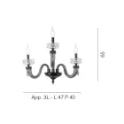 Lámpara de Pared Clásica 3 Luces Artesanal Cristal de Lujo Made in Italy - Saline viadurini