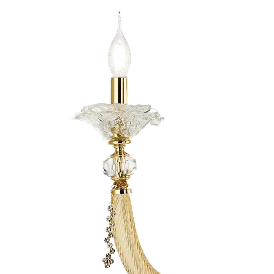 Aplique Clásico 3 Luces Vidrio Soplado y Detalles Florales - Bluluminda viadurini