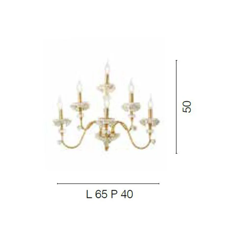 Aplique Clásico 6 Luces en Porcelana y Cristal Soplado de Lujo - Eteria viadurini