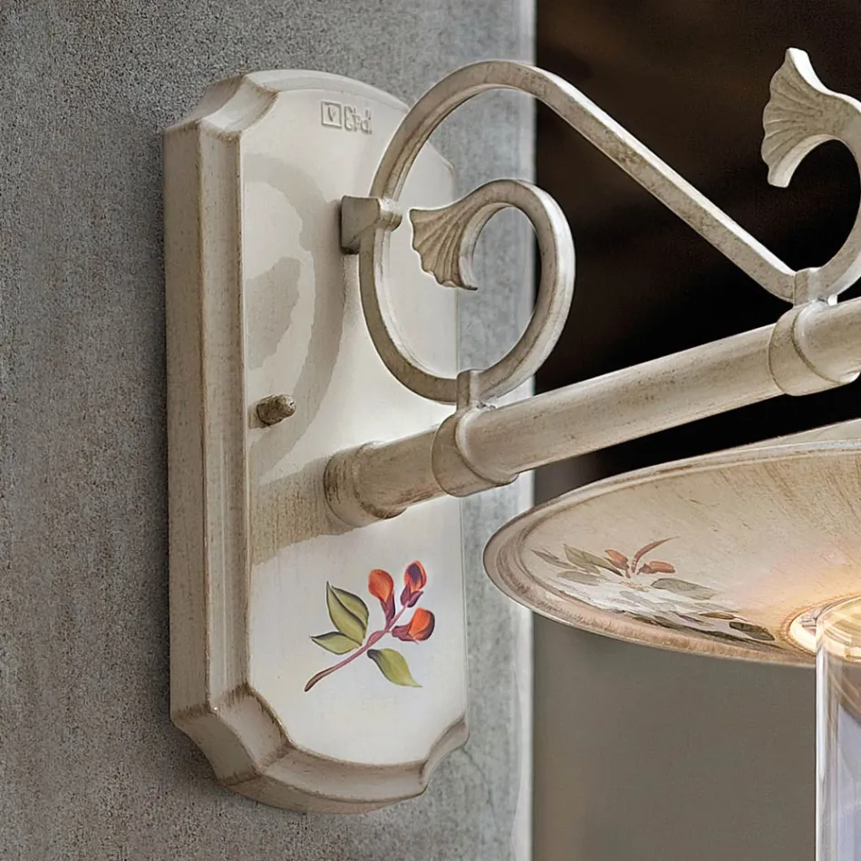 Lámpara de pared exterior de aluminio decorado pintado a mano clásico - Génova viadurini