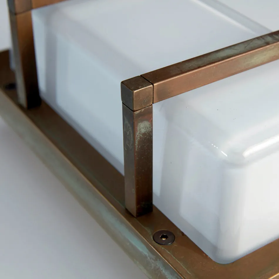 Aplique de exterior de latón, E27, estilo geométrico, fabricado en Italia - Cristal viadurini