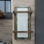 Aplique de pared exterior de latón, casquillo E27, estilo geométrico, fabricado en Italia - Cristal viadurini