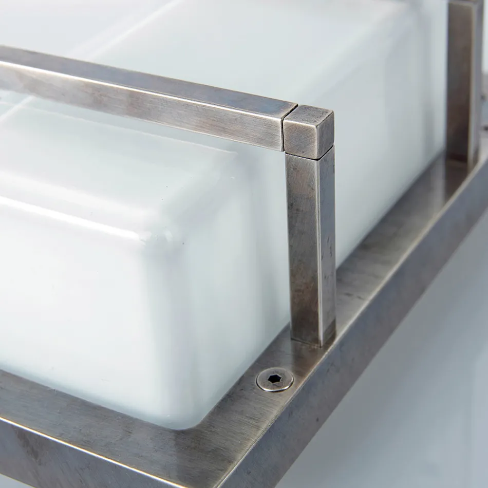 Aplique de exterior de latón, E27, estilo geométrico, fabricado en Italia - Cristal viadurini