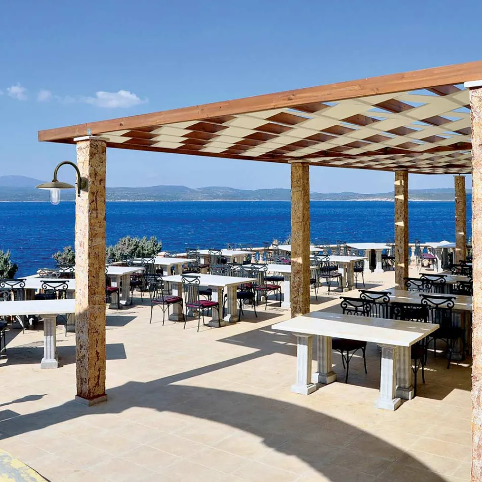 Aplique de exterior de latón, cristal opalino y IP44 fabricado en Italia - Drago viadurini