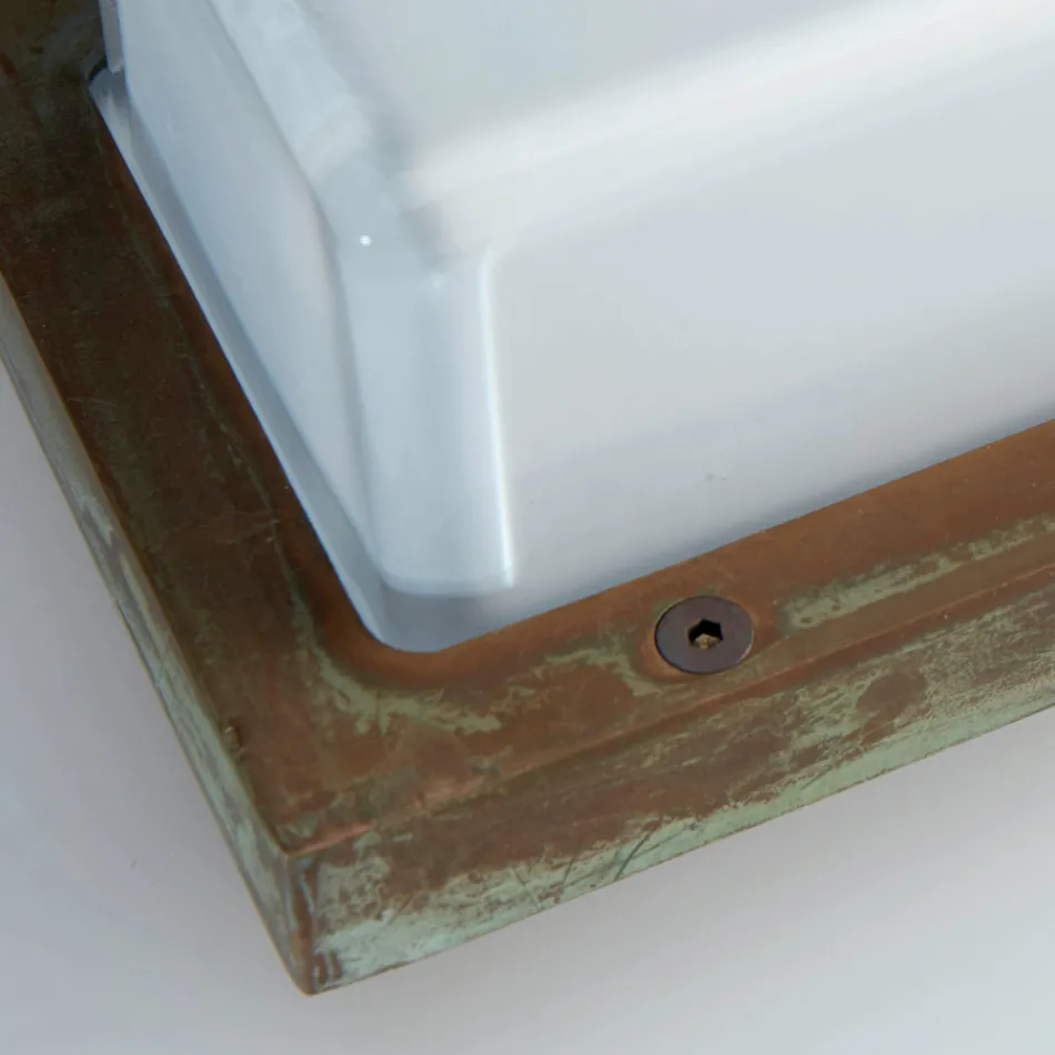 Aplique de pared exterior vintage de latón con casquillo E27 y protección IP44 - Cristal viadurini