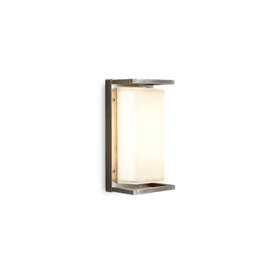 Aplique de pared exterior vintage de latón, E27 y elegante luz - Cristal viadurini