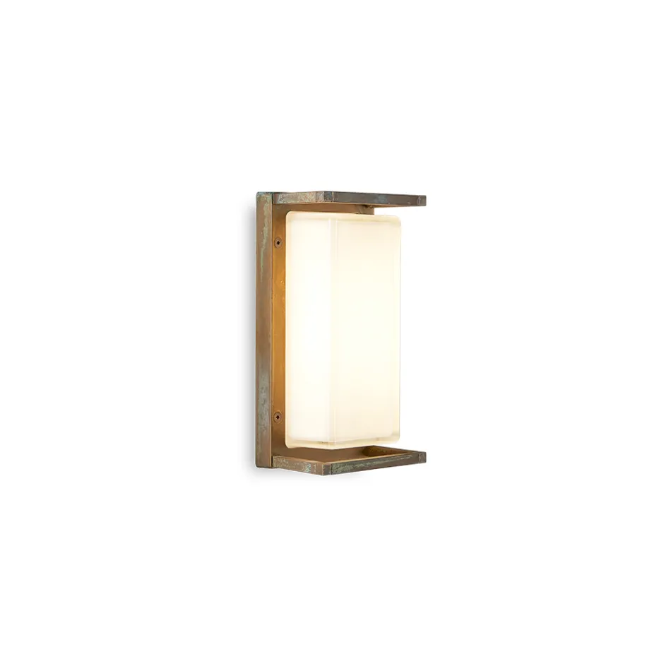 Aplique de pared exterior vintage de latón, E27 y elegante luz - Cristal viadurini