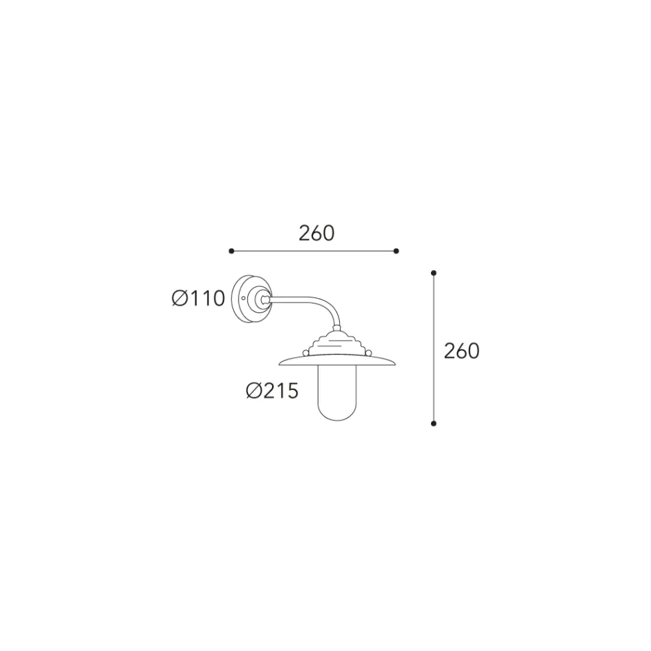 Aplique de pared vintage de latón para exterior, cristal transparente - Elfico viadurini