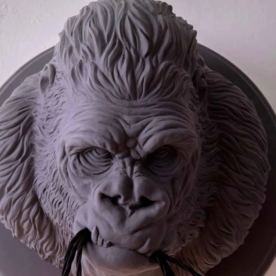 Lámpara de pared de 3 luces en cerámica Gorilla de diseño gris o blanco - Rillago viadurini