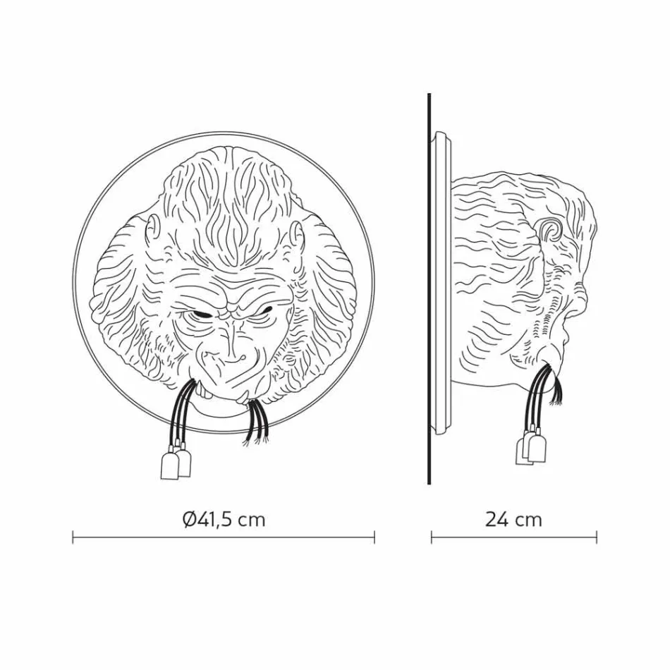 Lámpara de pared de 3 luces en cerámica Gorilla de diseño gris o blanco - Rillago viadurini