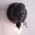 Lámpara de pared de 3 luces en cerámica Gorilla de diseño gris o blanco - Rillago