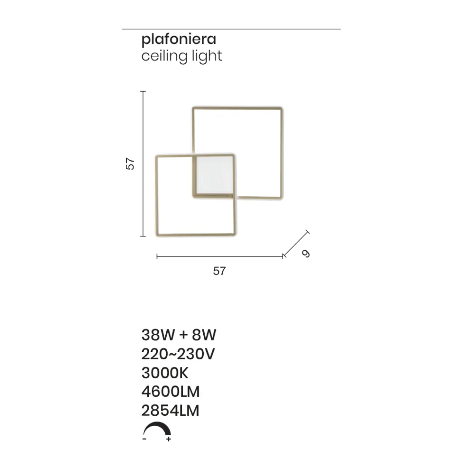 Modern - Aplique de pared formal de metal pintado dorado con LED viadurini