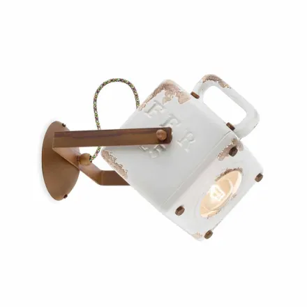 Aplique de pared de estilo industrial de la vendimia de cerámica y hierro Julia viadurini