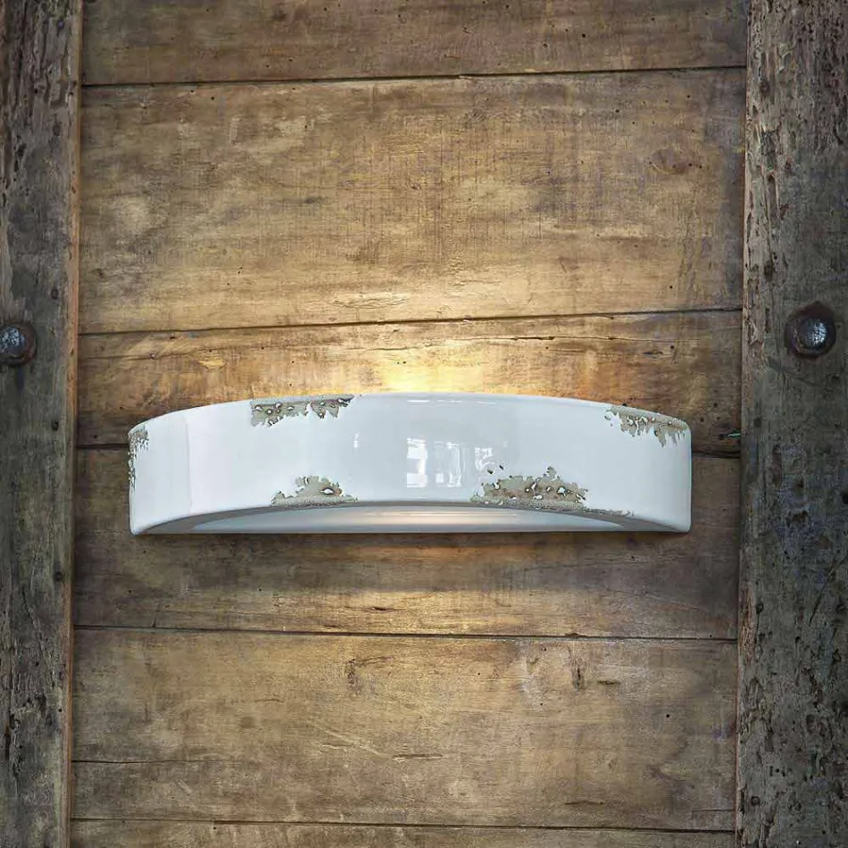 Aplique de pared de la vendimia en media luna de cerámica Helen Ferroluce viadurini