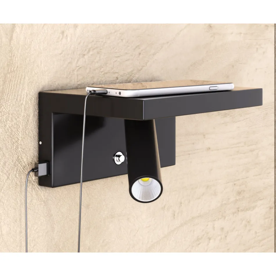 Aplique LED Decorativo de Aluminio Ajustable con Puertos USB - Alena viadurini