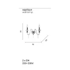 Aplique de Diseño Clásico con 2 Luces en Cristal Cromado Trabajado a Mano - Similo viadurini