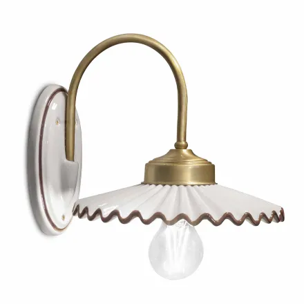 Aplique de Cerámica Brillo Plisado y Borde Pintado a Mano - Laquila viadurini